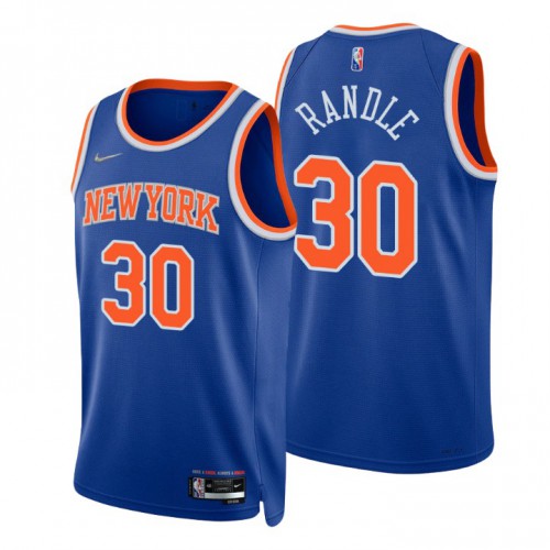 New York Knicks #30 Julius Randle Blue Mens 2021-22 75th Anniversary Diamond Swingman Jersey - Icon Edition Mens