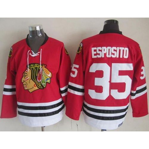 Chicago Blackhawks #35 Tony Esposito Red CCM Throwback Stitched Jersey Men's