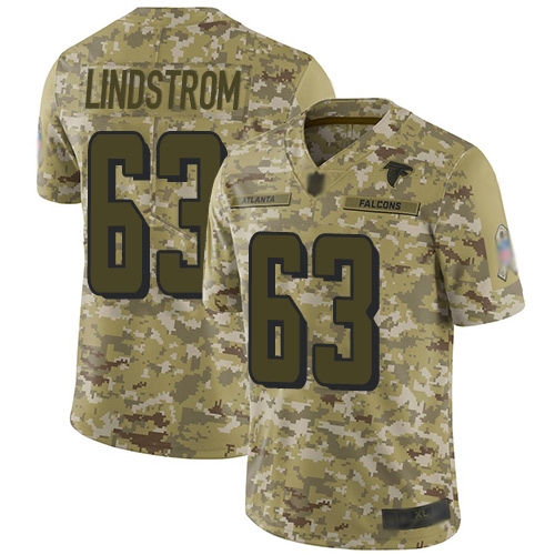 Atlanta Falcons #63 Chris Lindstrom Camo Men's Stitched Limited 2018 Salute To Service Jersey Men's