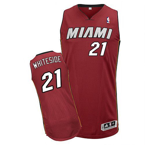 Miami Heat #21 Hassan Whiteside Red Stitched Jersey Mens