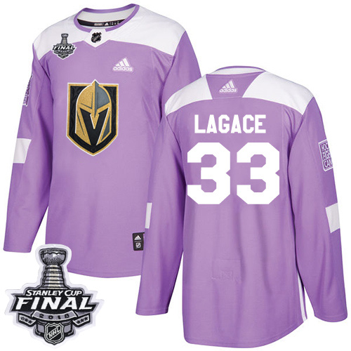 Adidas Golden Vegas Golden Knights #33 Maxime Lagace Purple Authentic Fights Cancer 2018 Stanley Cup Final Stitched Jersey Men's