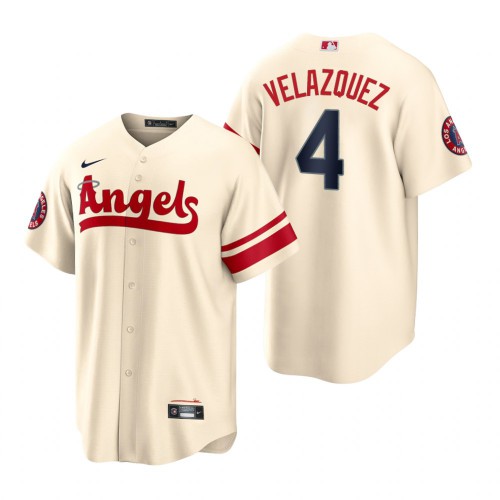 Los Angeles Los Angeles Angels #4 Andrew Velazquez Cream Men's 2022 City Connect Game Jersey Men's