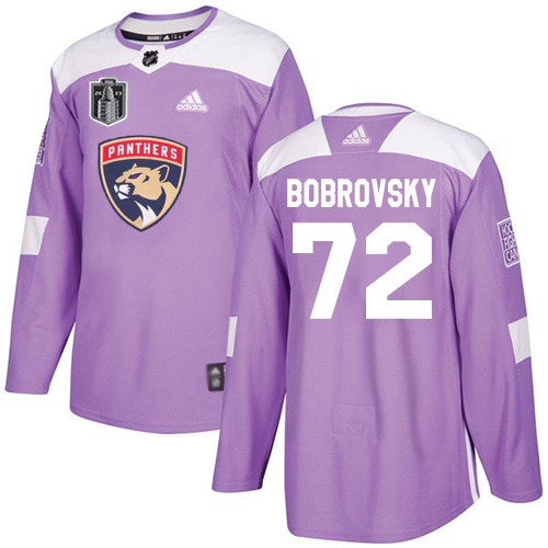 Adidas Lightning #72 Sergei Bobrovsky Purple 2023 Stanley Cup Final Patch Authentic Fights Cancer Stitched Youth Jersey