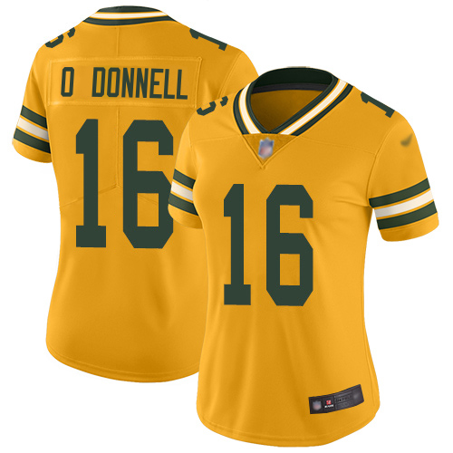 Packers #16 Pat O'Donnell Gold Women's Stitched Limited Inverted Legend Jersey