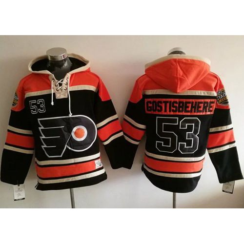 Philadelphia Flyers #53 Shayne Gostisbehere Black Sawyer Hooded Sweatshirt Stitched Jersey Men's