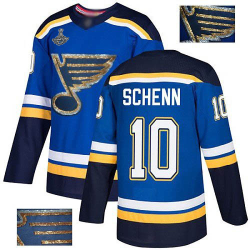 Adidas St. Louis Blues #10 Brayden Schenn Blue Home Authentic Fashion Gold Stanley Cup Champions Stitched Jersey Men's