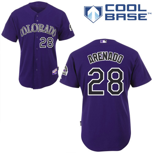 Colorado Rockies #28 Nolan Arenado Purple Cool Base Stitched Youth Jersey Youth