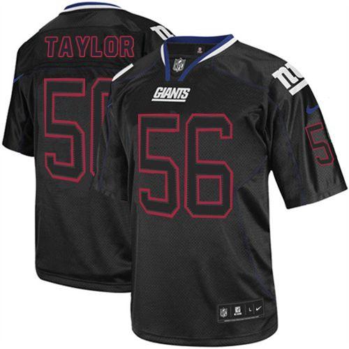 Giants #56 Lawrence Taylor Lights Out Black Men's Stitched Elite Jersey