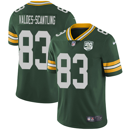 Green Bay Packers #83 Marquez Valdes-Scantling Green Team Color Men's 100th Season Stitched Vapor Untouchable Limited Jersey Men's