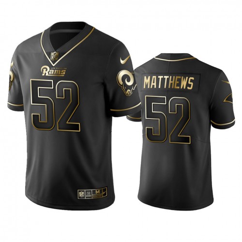 Los Angeles Rams #52 Clay Matthews Black Golden Limited Edition Stitched Jersey Men's