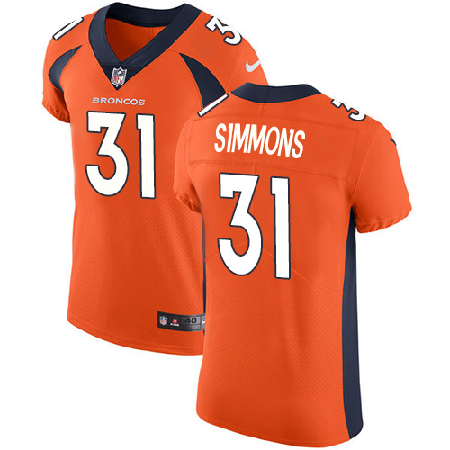 Broncos #31 Justin Simmons Orange Team Color Men's Stitched Vapor Untouchable Elite Jersey