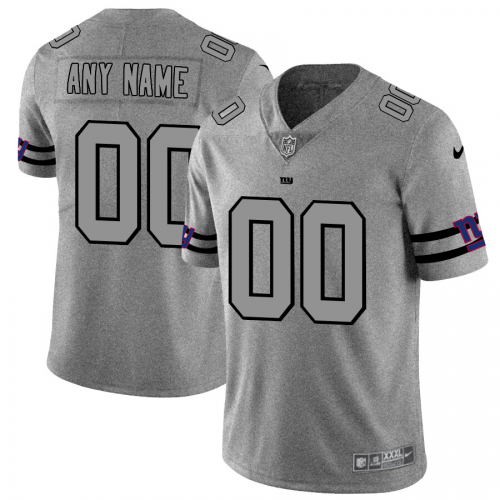 New York Giants Custom Men's Gray Gridiron II Vapor Untouchable Limited Jersey