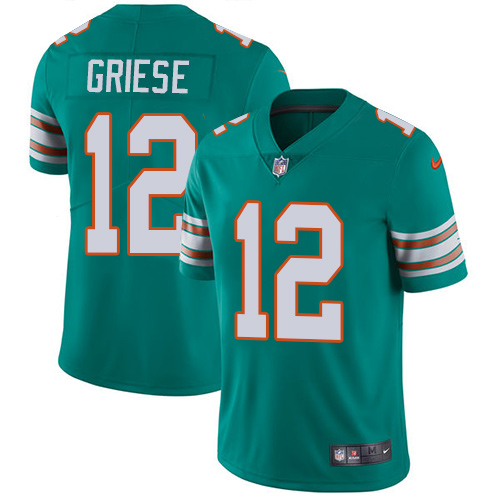 Miami Dolphins #12 Bob Griese Aqua Green Alternate Men's Stitched Vapor Untouchable Limited Jersey Men's