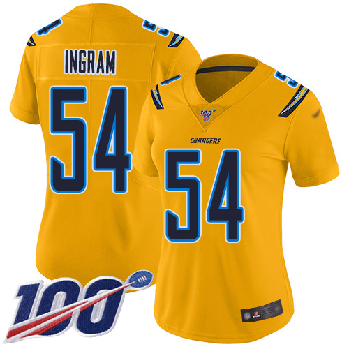 Los Angeles Chargers #54 Melvin Ingram Gold Women's Stitched Limited Inverted Legend 100th Season Jersey Womens