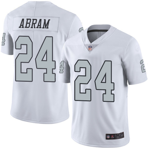 Raiders #24 Johnathan Abram White Men's Stitched Limited Rush Jersey