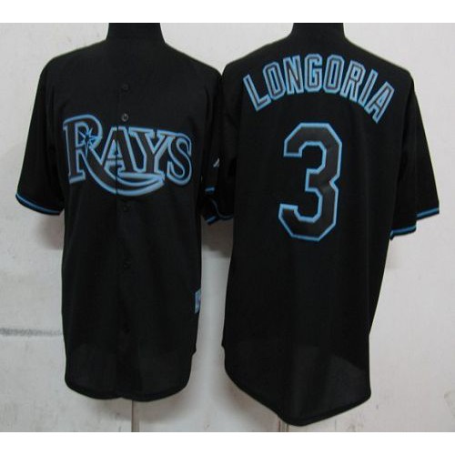 Tampa Bay Rays #3 Evan Longoria Black Fashion Stitched Jersey Men's