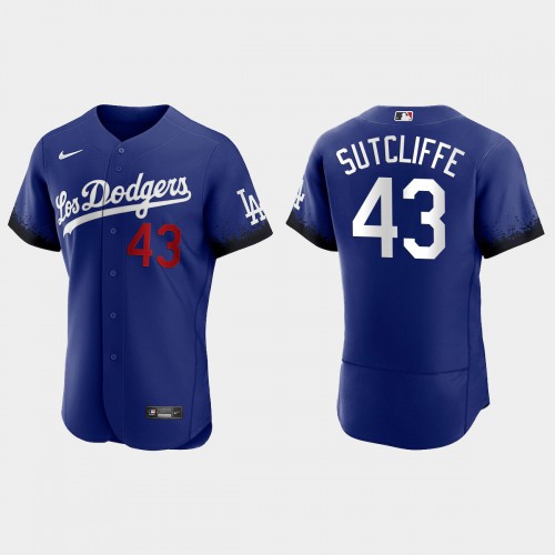 Los Angeles Los Angeles Dodgers #43 Rick Sutcliffe Men's 2021 City Connect Authentic Jersey Royal Men's