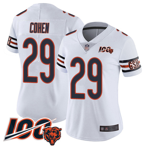 Bears #29 Tarik Cohen White Women's Stitched 100th Season Vapor Limited Jersey