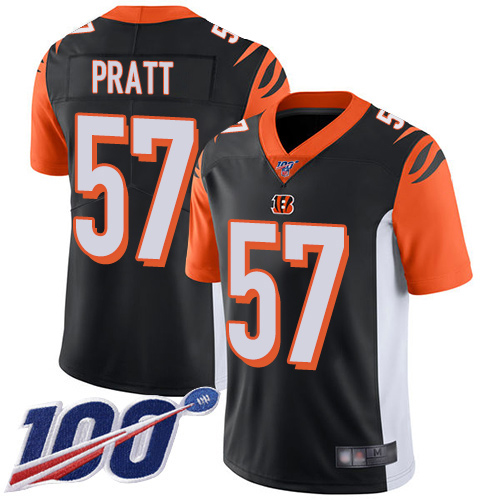 Cincinnati Bengals #57 Germaine Pratt Black Team Color Youth Stitched 100th Season Vapor Limited Jersey Youth