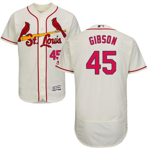 St.Louis Cardinals #45 Bob Gibson Cream Flexbase Authentic Collection Stitched Jersey Men's
