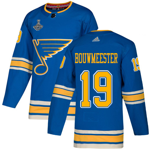 Adidas St. Louis Blues #19 Jay Bouwmeester Blue Alternate Authentic 2019 Stanley Cup Champions Stitched Jersey Men's