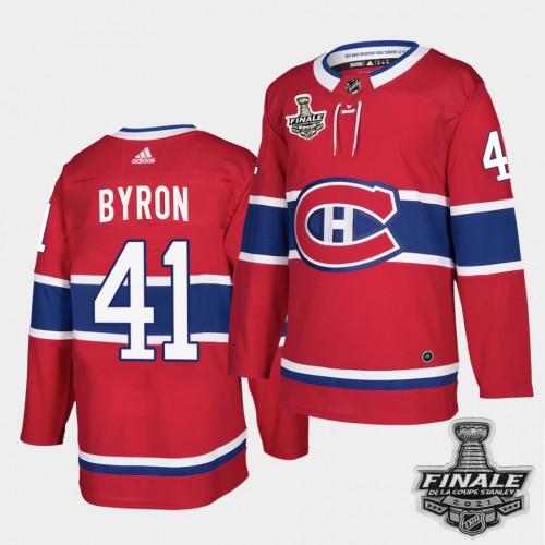 Adidas Montreal Canadiens #41 Paul Byron Red Home Authentic Youth 2021 Stanley Cup Final Patch Jersey Youth