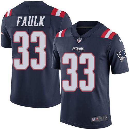 New England Patriots #33 Kevin Faulk Navy Blue Men's Stitched Limited Rush Jersey Men's