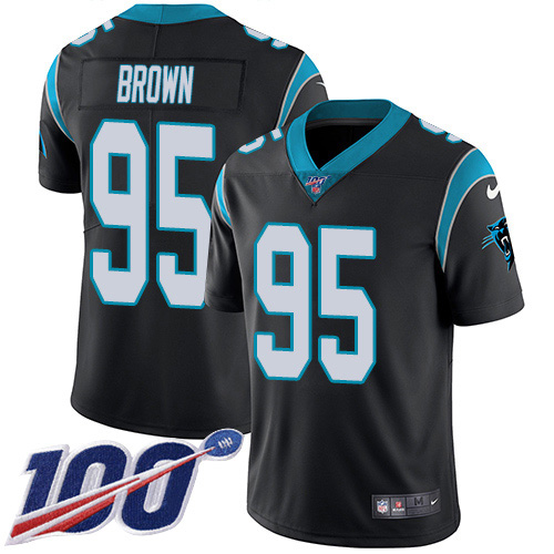Carolina Panthers #95 Derrick Brown Black Team Color Youth Stitched 100th Season Vapor Untouchable Limited Jersey Youth