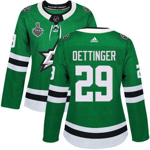 Adidas Dallas Stars #29 Jake Oettinger Green Home Authentic Women's 2020 Stanley Cup Final Stitched Jersey Womens