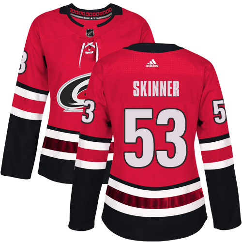 Adidas Carolina Hurricanes #53 Jeff Skinner Red Home Authentic Women's Stitched Jersey Womens