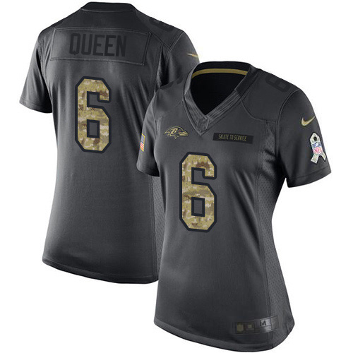 Ravens #6 Patrick Queen Black Women's Stitched Limited 2016 Salute To Service Jersey