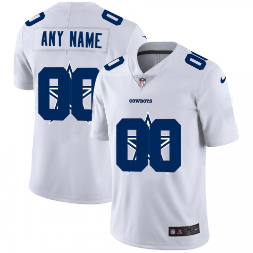 Dallas Cowboys Custom White Men's Team Logo Dual Overlap Limited Jersey