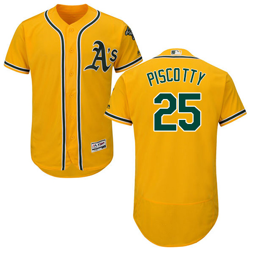 Oakland Athletics #25 Stephen Piscotty Gold Flexbase Authentic Collection Stitched Jersey Men's