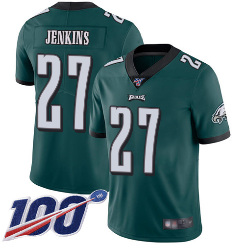Philadelphia Eagles #27 Malcolm Jenkins Midnight Green Team Color Men's Stitched 100th Season Vapor Limited Jersey Men's