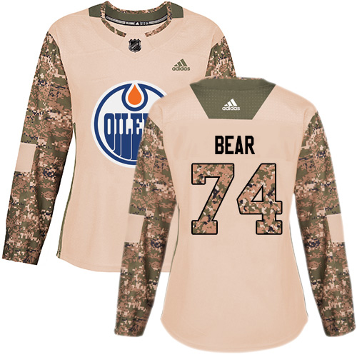 Adidas Edmonton Oilers #74 Ethan Bear Camo Authentic 2017 Veterans Day Women's Stitched Jersey Womens