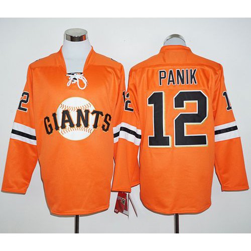 San Francisco Giants #12 Joe Panik Orange Long Sleeve Stitched Jersey Men's