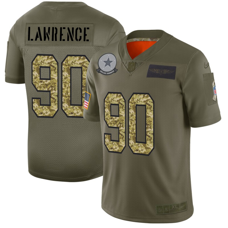 Dallas Cowboys #90 Demarcus Lawrence Men's 2019 Olive Camo Salute To Service Limited Jersey