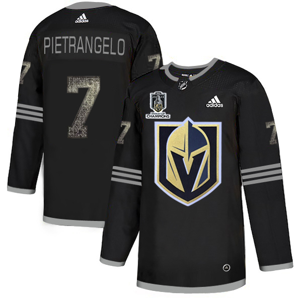 Adidas Golden Knights #7 Alex Pietrangelo Black 2023 Stanley Cup Champions Authentic Team Logo Fashion Stitched Jersey