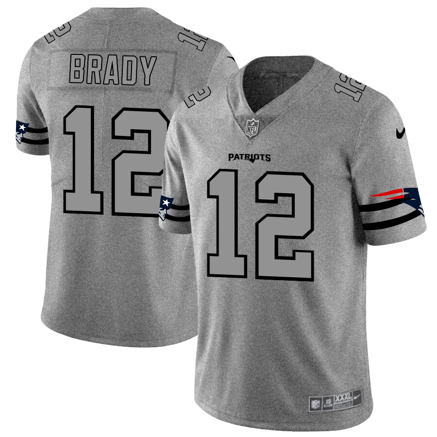New England Patriots #12 Tom Brady Men's Gray Gridiron II Vapor Untouchable Limited Jersey