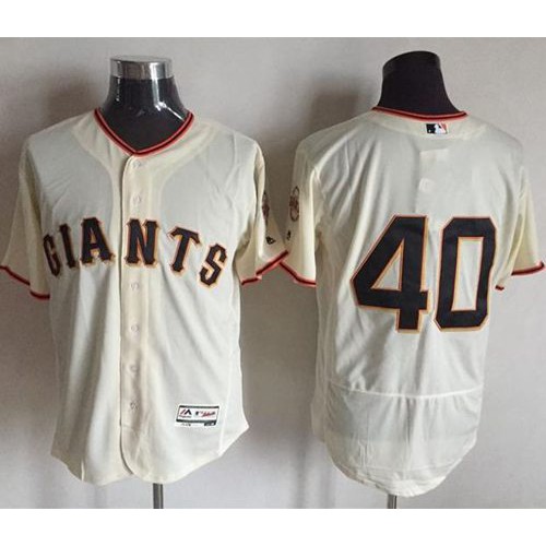 San Francisco Giants #40 Madison Bumgarner Cream Flexbase Authentic Collection Stitched Jersey Men's