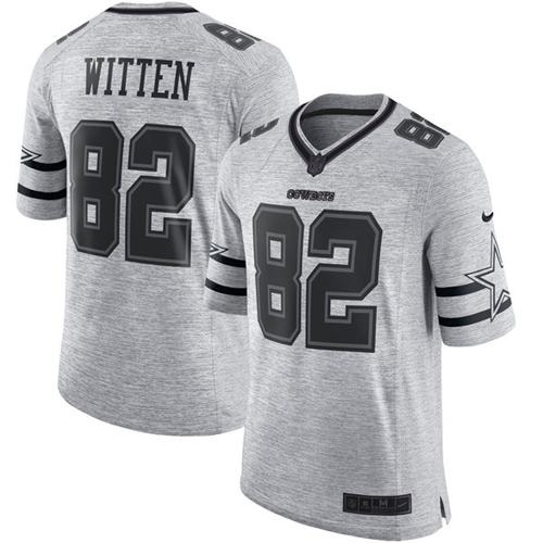 Dallas Cowboys #82 Jason Witten Gray Men's Stitched Limited Gridiron Gray II Jersey Men's