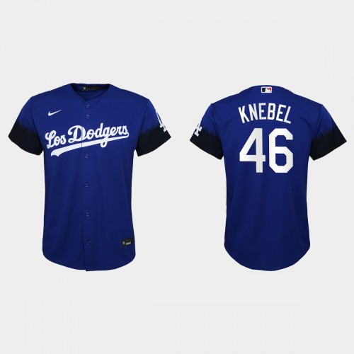 Los Angeles Los Angeles Dodgers #46 Corey Knebel Youth 2021 City Connect Jersey Royal Youth