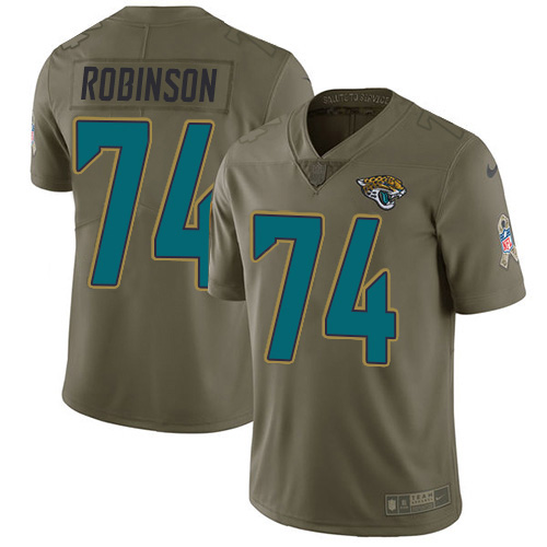 Jacksonville Jaguars #74 Cam Robinson Olive Youth Stitched Limited 2017 Salute to Service Jersey Youth