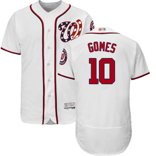 Washington Nationals #10 Yan Gomes White Flexbase Authentic Collection Stitched Jersey Men's