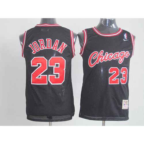 Chicago Bulls #23 Michael Jordan Black Throwback Stitched Jersey Mens