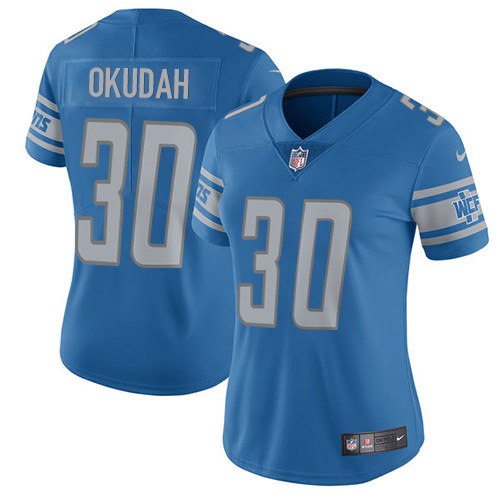 Detroit Lions #30 Jeff Okudah Blue Team Color Women's Stitched Vapor Untouchable Limited Jersey Womens