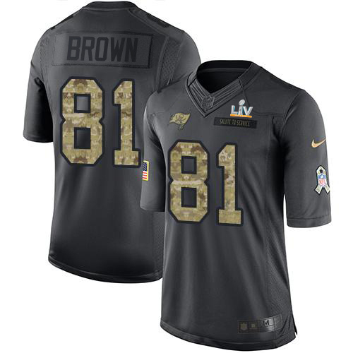 Tampa Bay Buccaneers #81 Antonio Brown Black Men's Super Bowl LV Bound Stitched Limited 2016 Salute to Service Jersey Men's