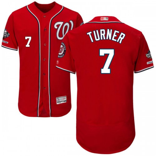 Washington Nationals #7 Trea Turner Red Flexbase Authentic Collection 2019 World Series Champions Stitched Jersey Men's
