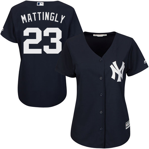 New York Yankees #23 Don Mattingly Navy Blue Alternate Women's Stitched Jersey Womens