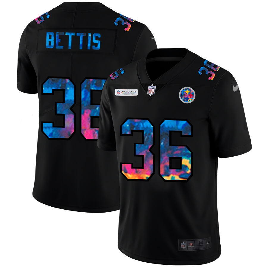 Pittsburgh Steelers #36 Jerome Bettis Men's Multi-Color Black 2020 Crucial Catch Vapor Untouchable Limited Jersey
